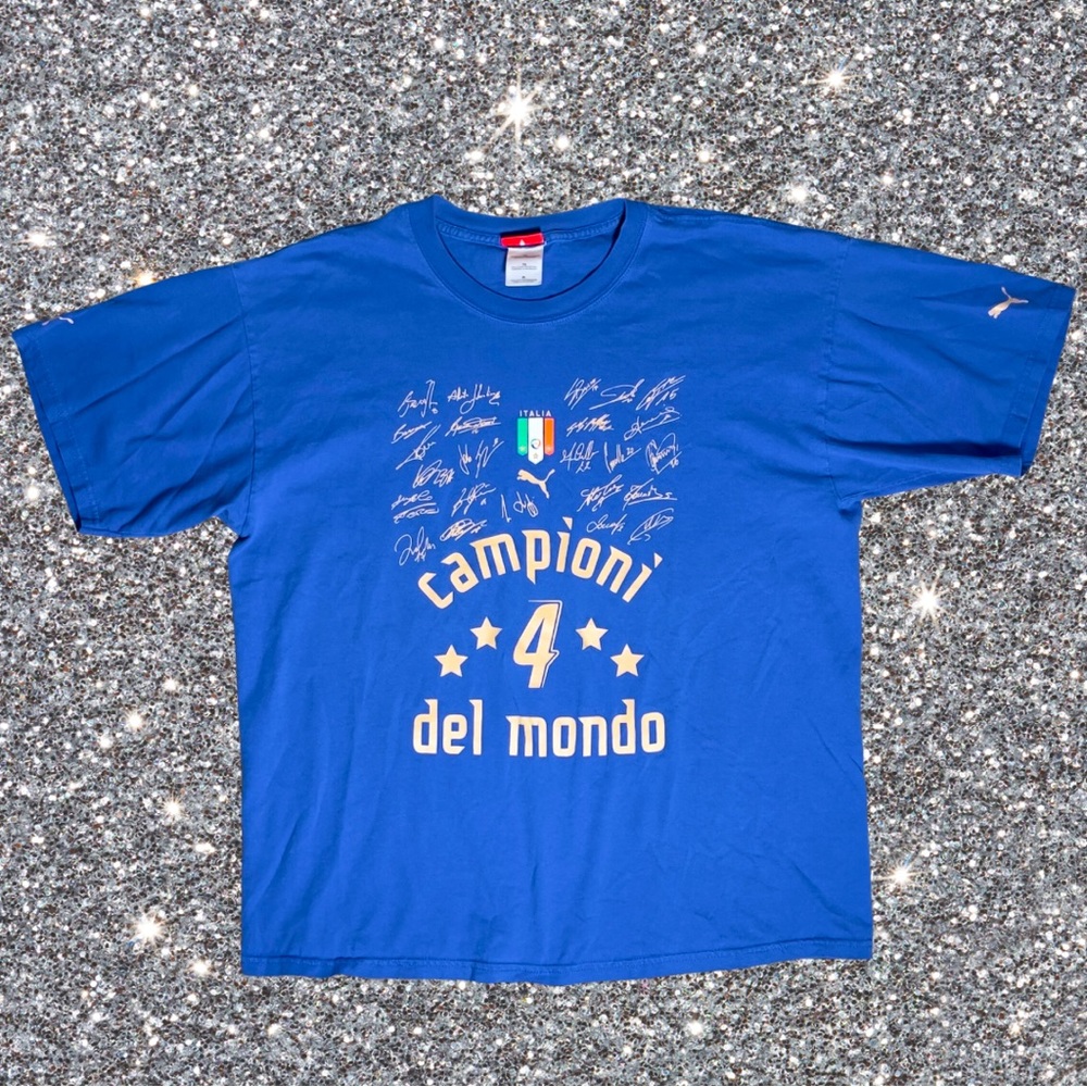 Puma Italia, Campioni Del Mondo Mens Graphic tee, Blue, XL